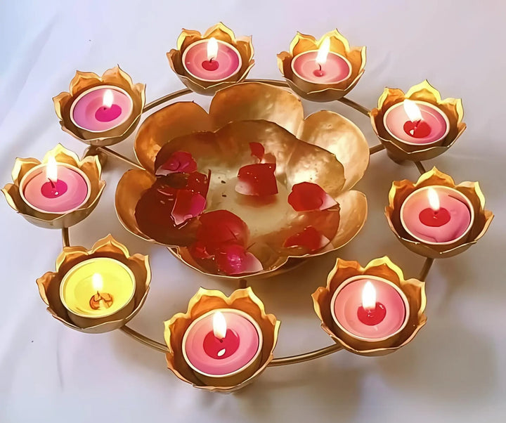 Rangoli Decorative Flower Shaped Urli Bowl Diya