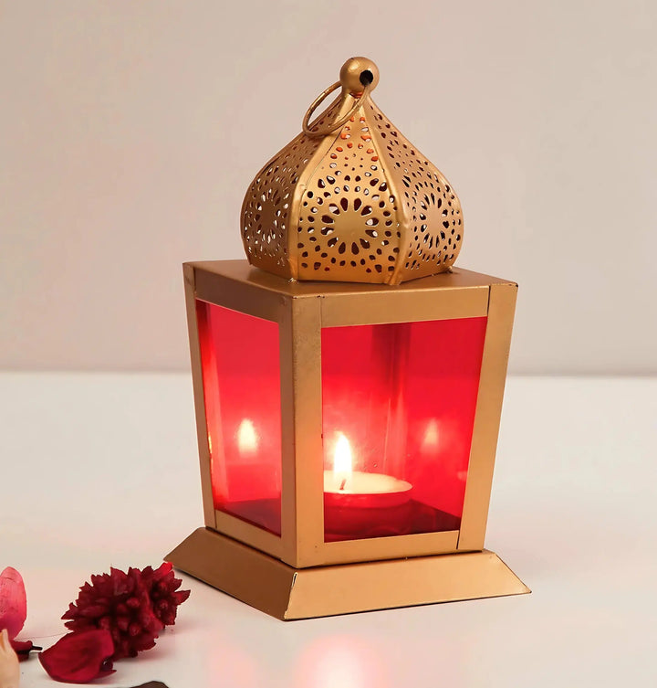Astro Gold Decoration Colorful Glass Lantern (Pack of 2)