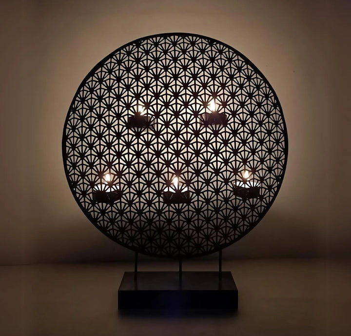Traditional Round Candle Holder Black