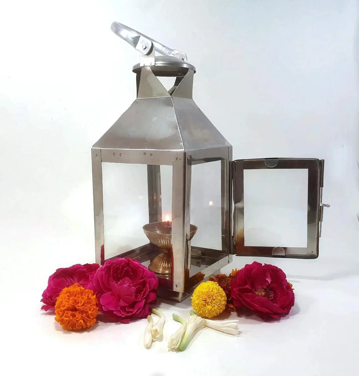 Stainless Steel Decorative Glass Cover Hanging & Table Top Lantern