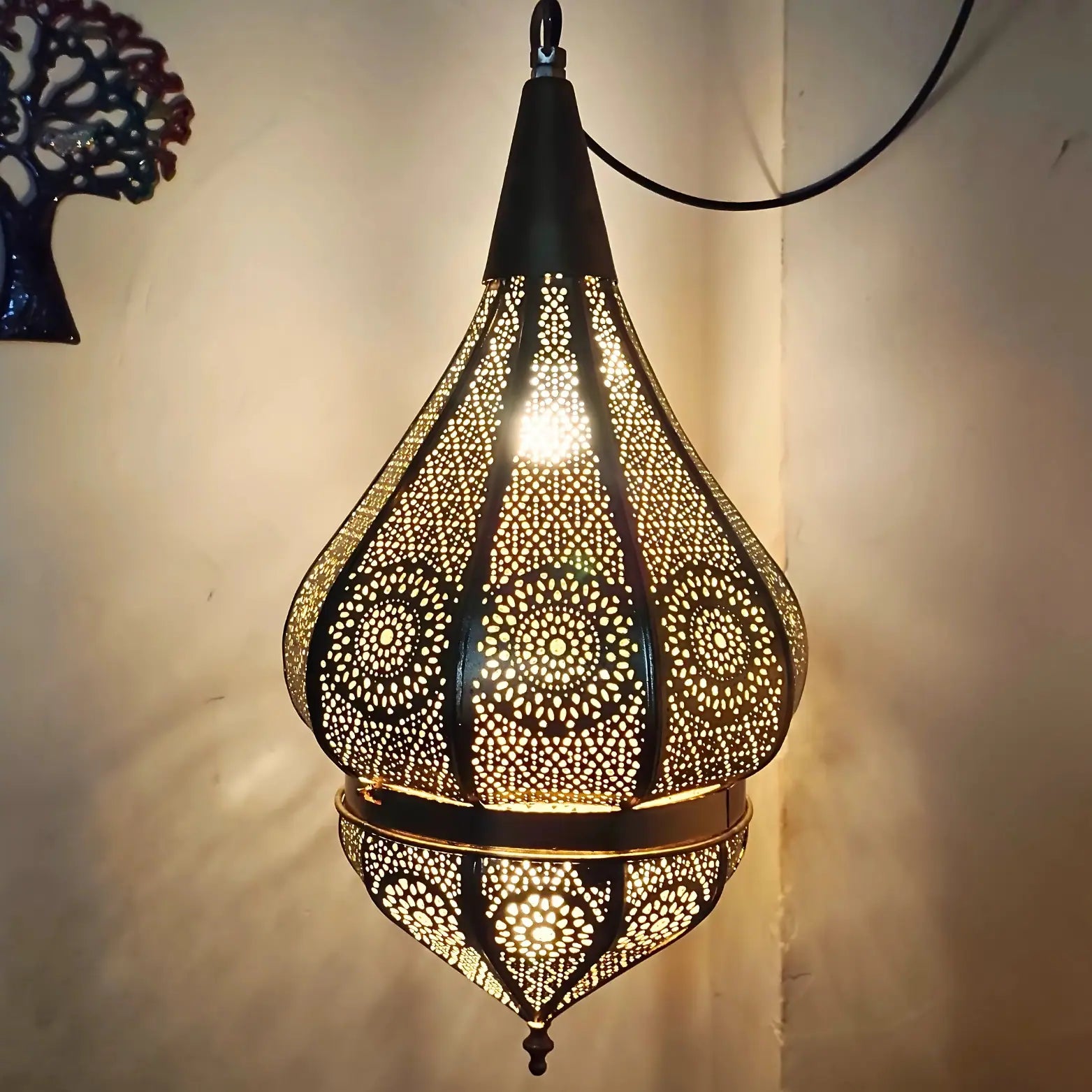 Moroccan Gold Hanging Pendant Ceiling Lamp for Home Decor