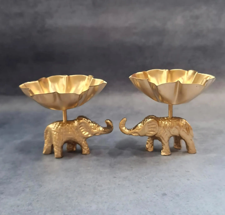 Elephant Aluminium Candle Holder Set of 2