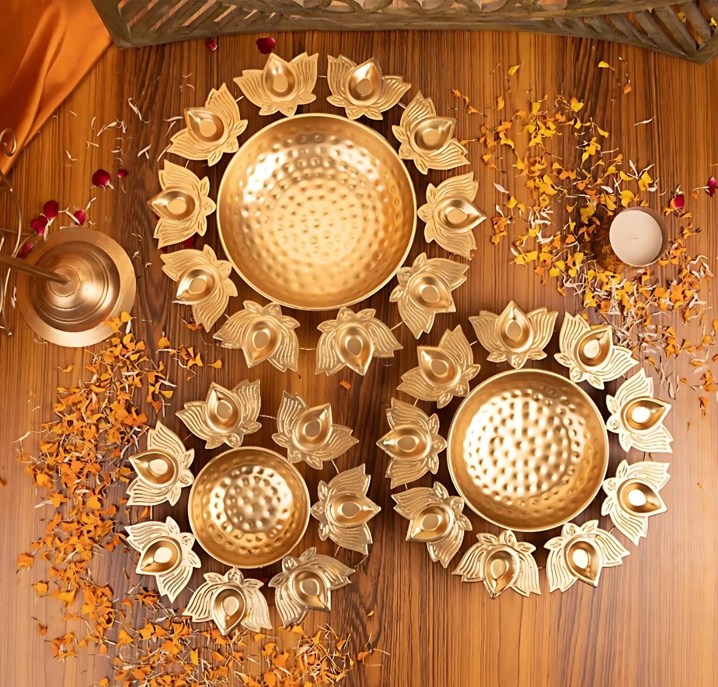 Metal Deepak Urli Bowl for Diwali & Festive Home Decoration Mall on Moon