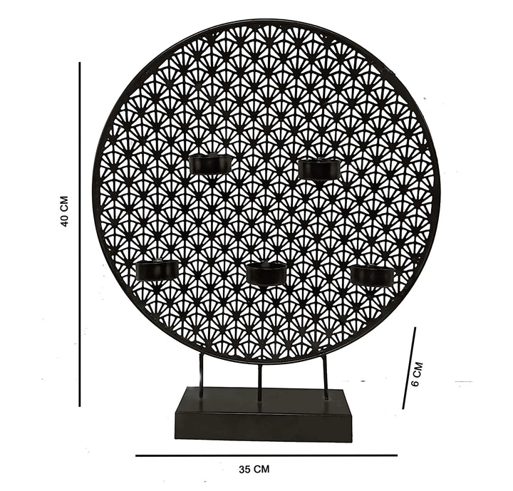 Traditional Round Candle Holder Black