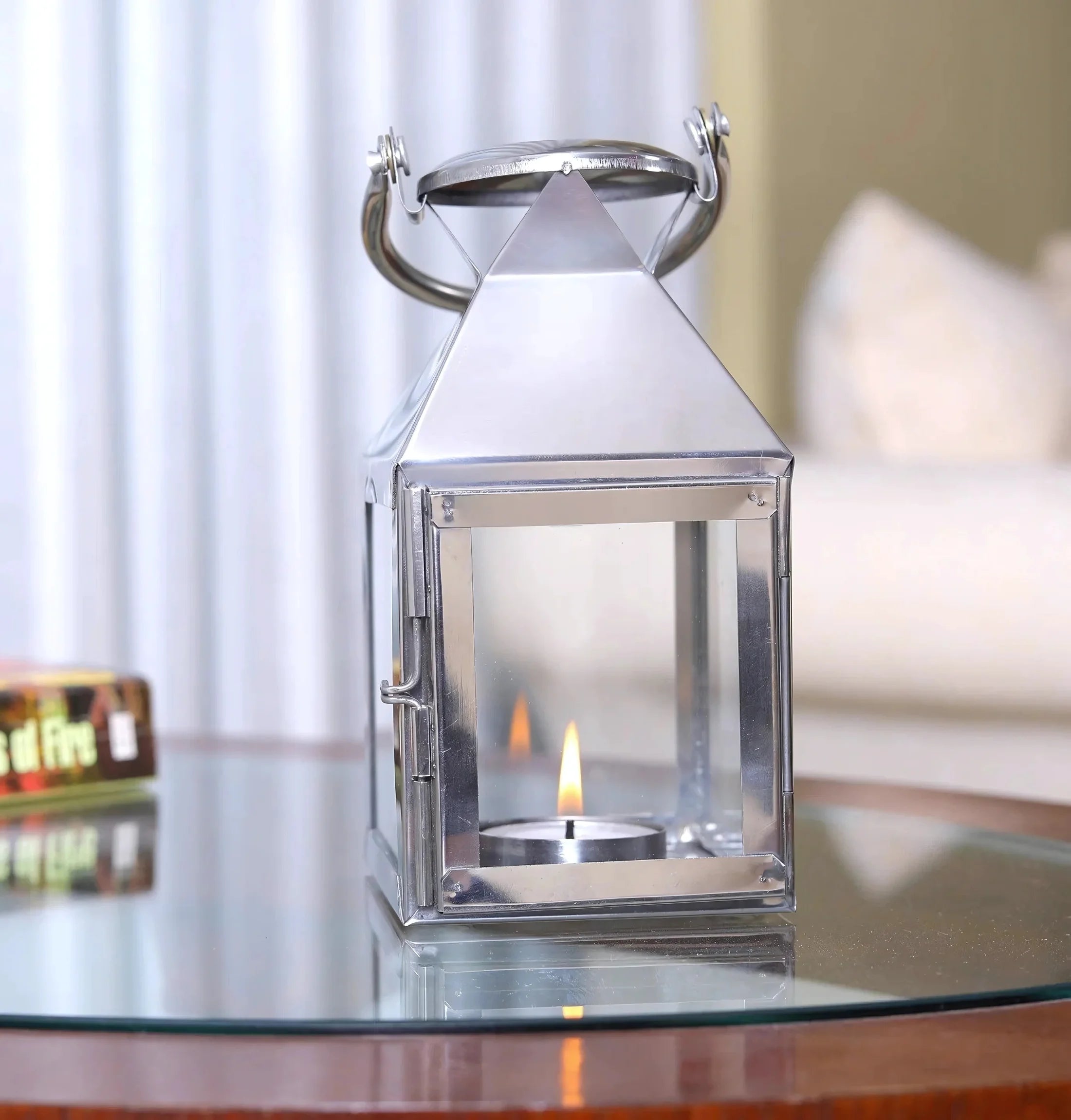 Stainless Steel Decorative Glass Cover Hanging & Table Top Lantern