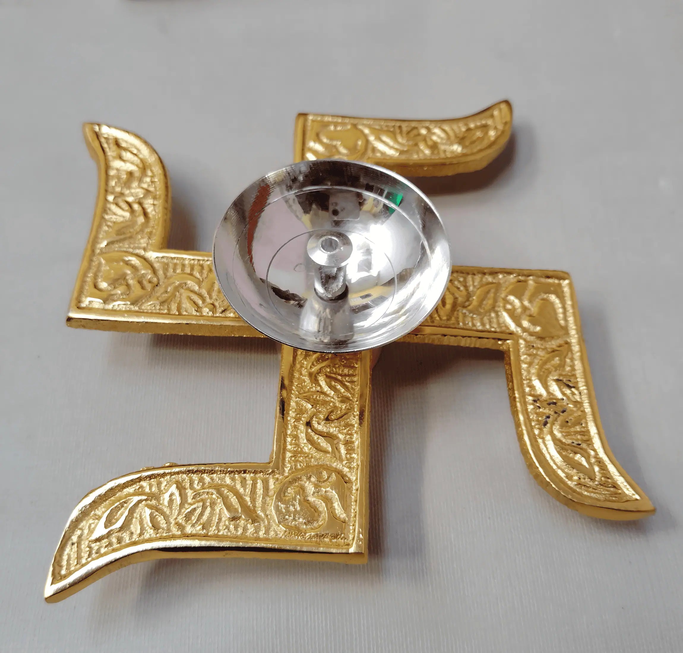 Brass Swastik Traditional Akhand Diya for Pooja & Diwali Decoration