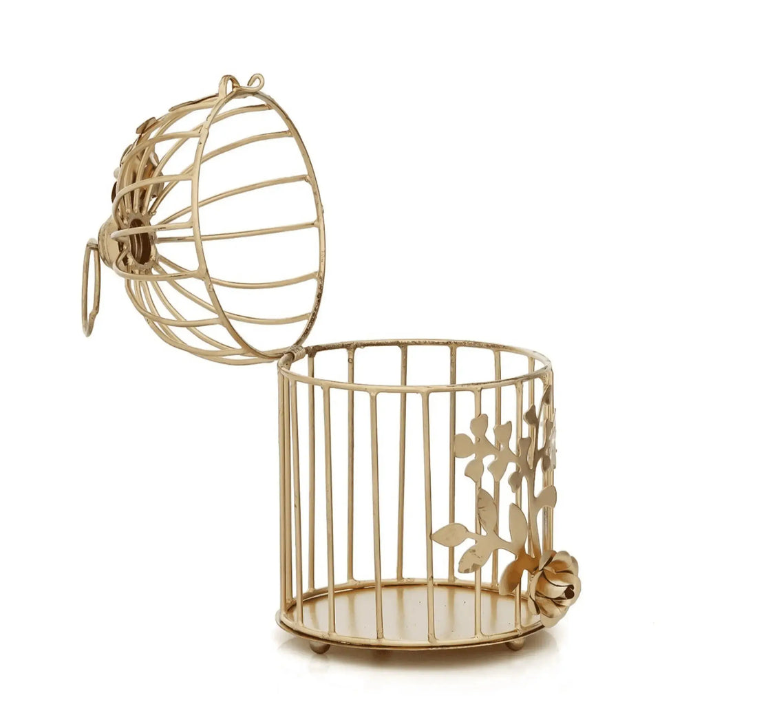 Metal Bird Cage Golden Tealight Candle Holder for Home Decor (Pack of 2) Mall on Moon