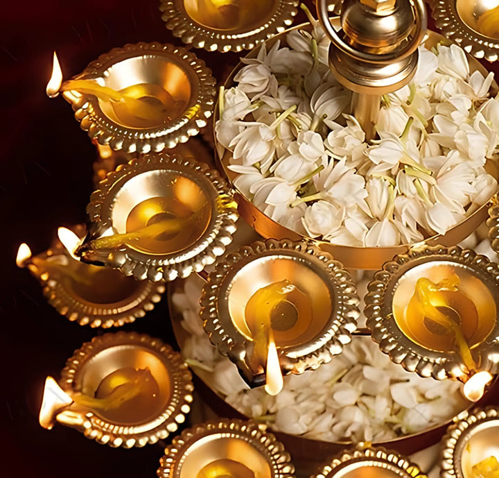 Metal 2 Layer Foldable Urli Diya Stand For Diwali & Home Decoration