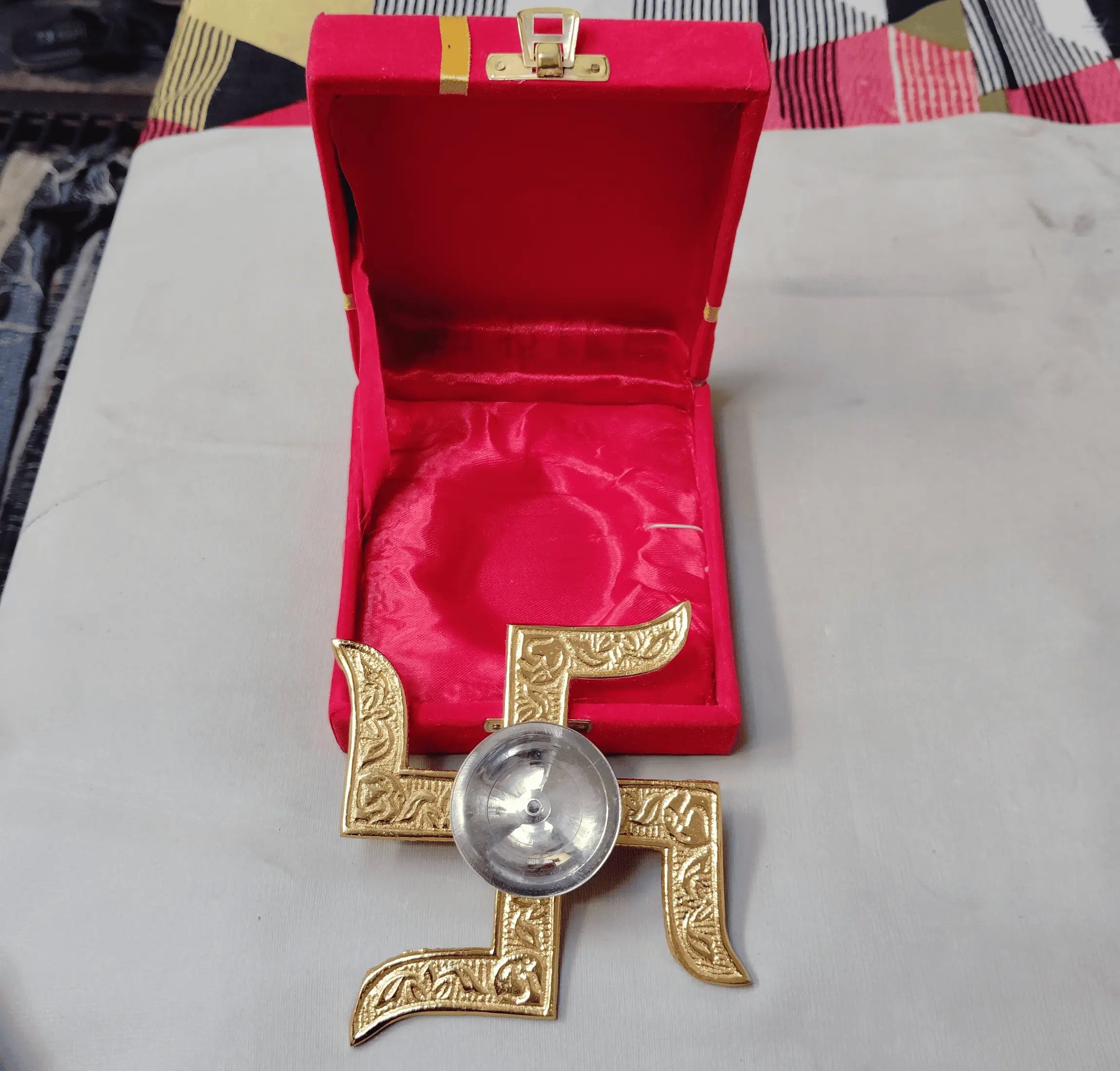 Brass Swastik Traditional Akhand Diya for Pooja & Diwali Decoration