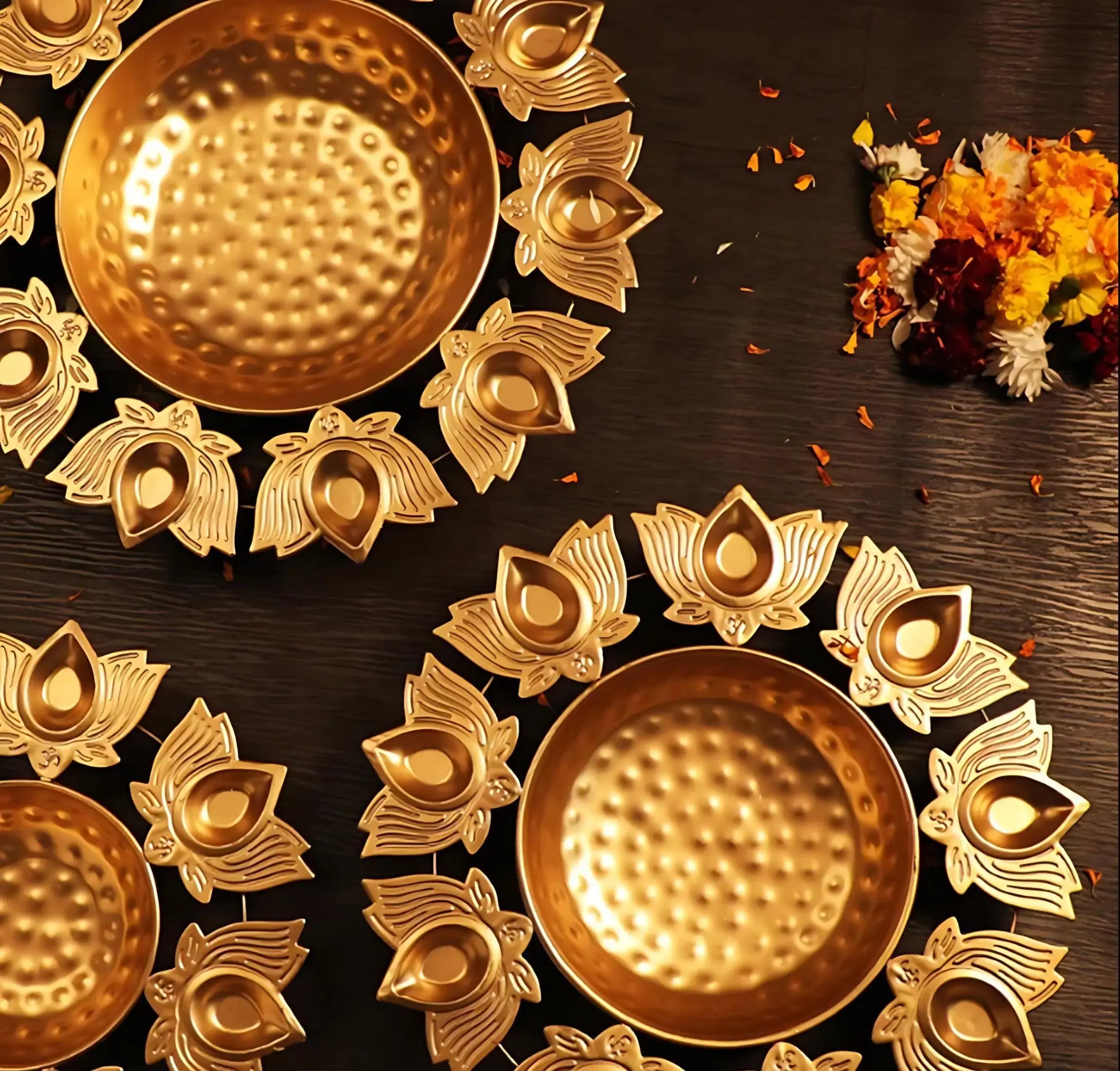 Metal Deepak Urli Bowl for Diwali & Festive Home Decoration Mall on Moon