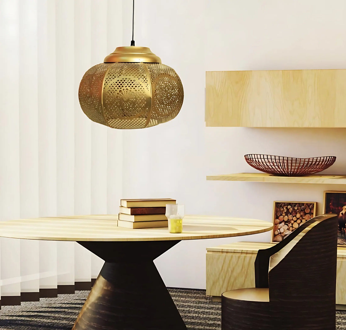 Moroccan Iron Zellige Round Hanging Pendant Ceiling Lamp