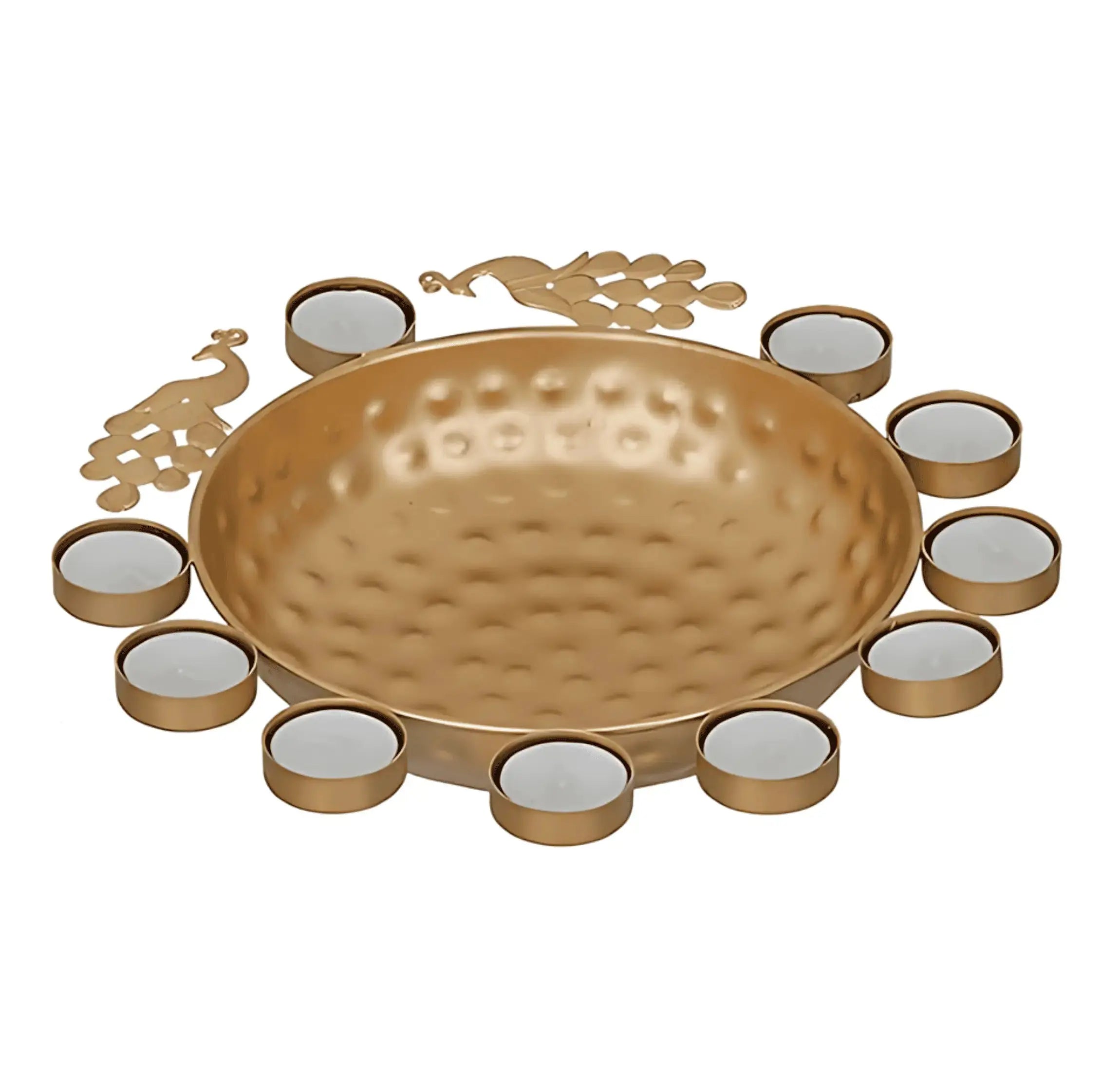 Peacock Urli Bowl Diya & Tealight Candle Holder for Diwali Mall on Moon