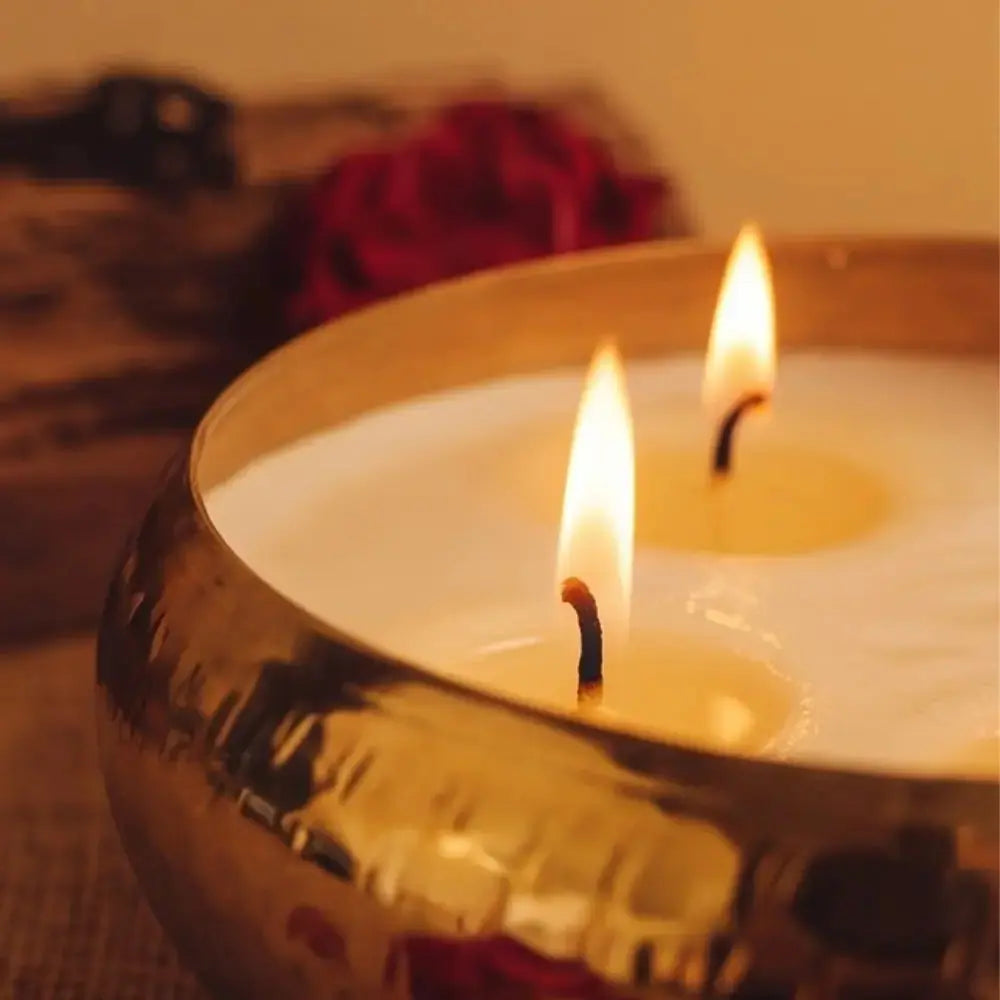 Golden Round Multi-Wick Candle Holder Bowl For Festive Decor (Pack of 2) Mall on Moon