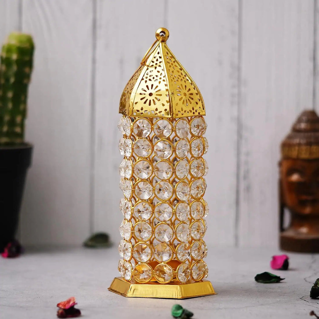 Crystal Engraved Tealight Candle Holder Lantern