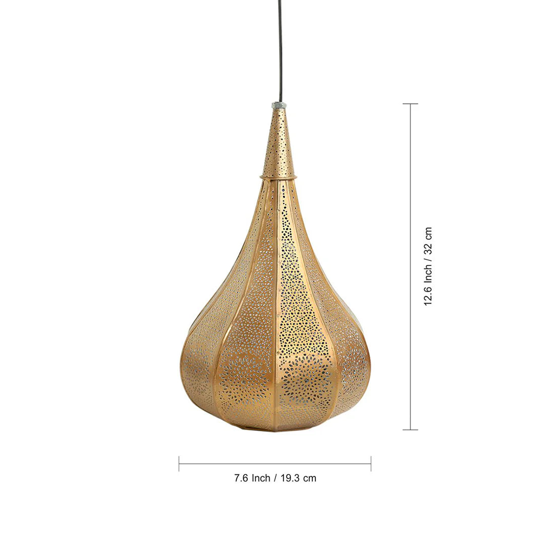 Hand-Etched Golden Moroccan Hanging Pendant Light Ceiling Lamp
