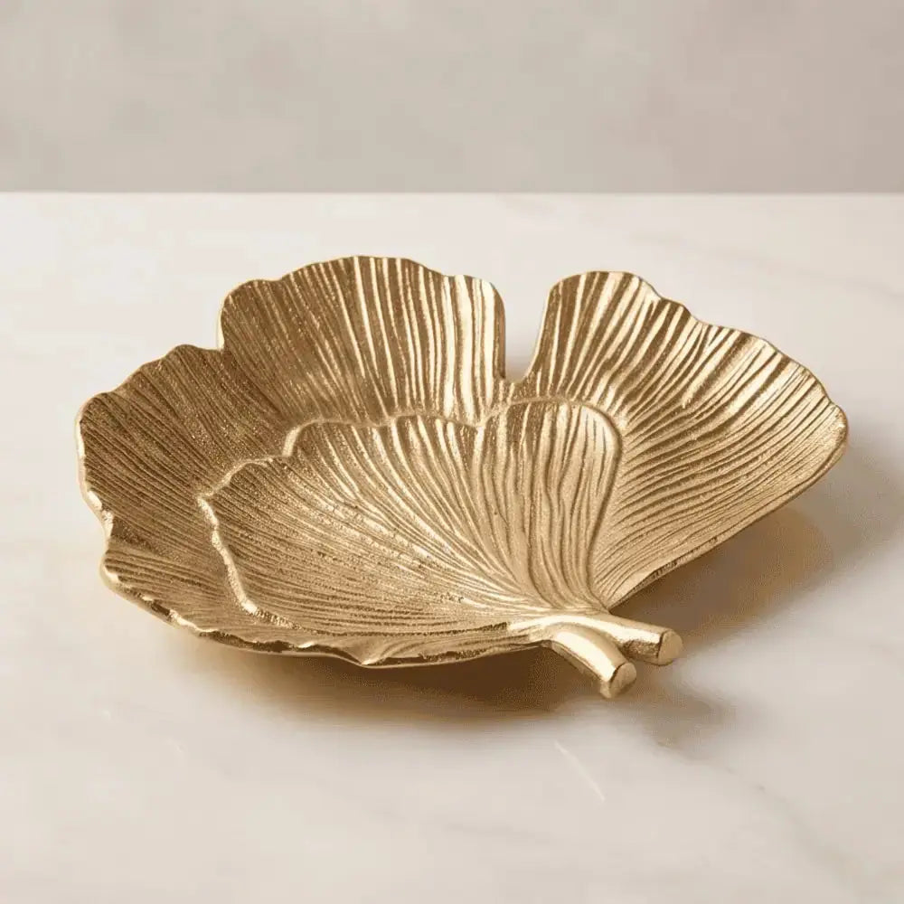 Golden Ginkgo Leaf Decorative Tray for Home Decor Mall on Moon