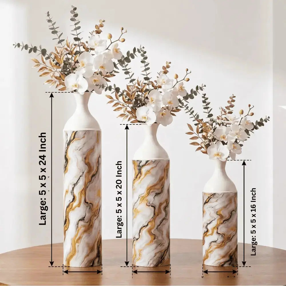 Marble Finish Decorative Flower Vase Set of 3 for Home Decor Mall on Moon