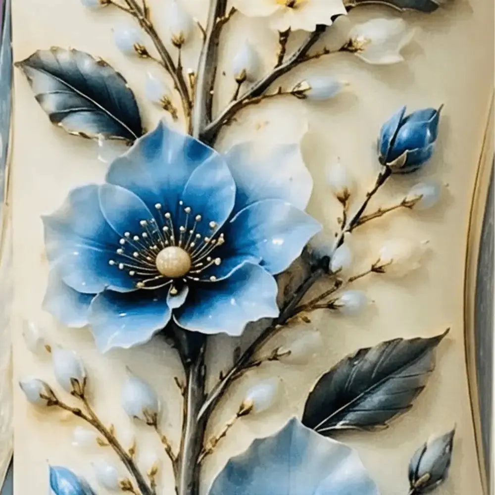 Blue Floral Decorative Flower Vase Set of 3 for Home Decor Mall on Moon