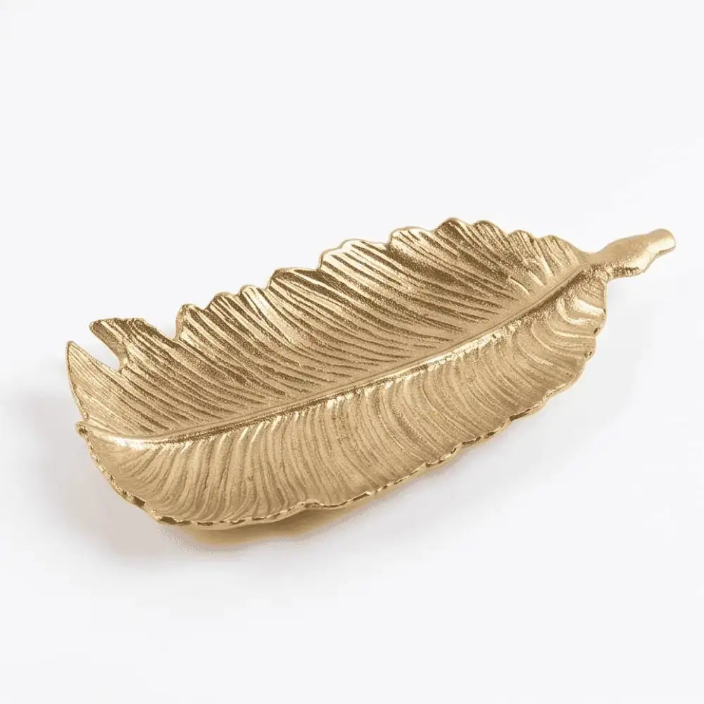 Golden Feather Shaped Decorative Tray for Home Décor Mall on Moon