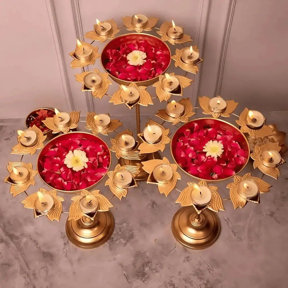Aesthetic Standing Floral Kamal Diya Urli for Diwali Decor Mall on Moon
