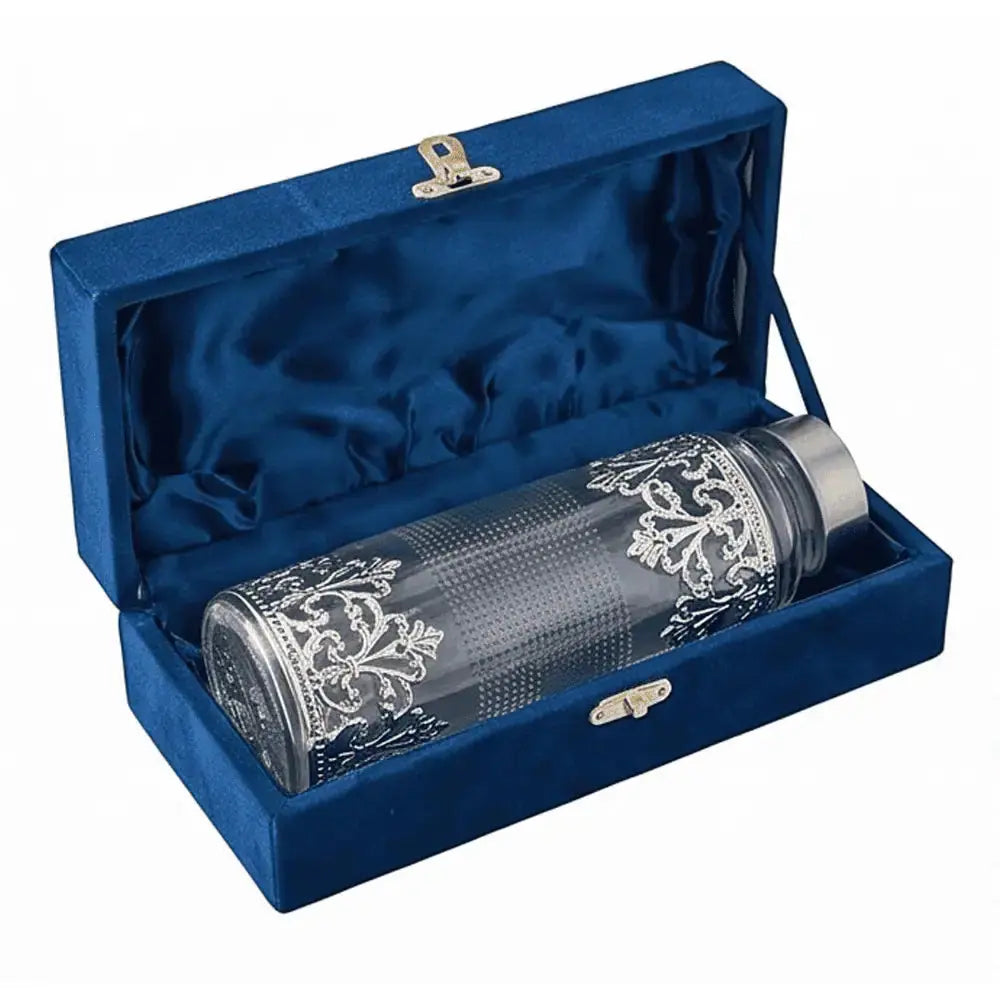 Luxury Silver Embellished Glass Water Bottle with Velvet Gift Box Mall on Moon