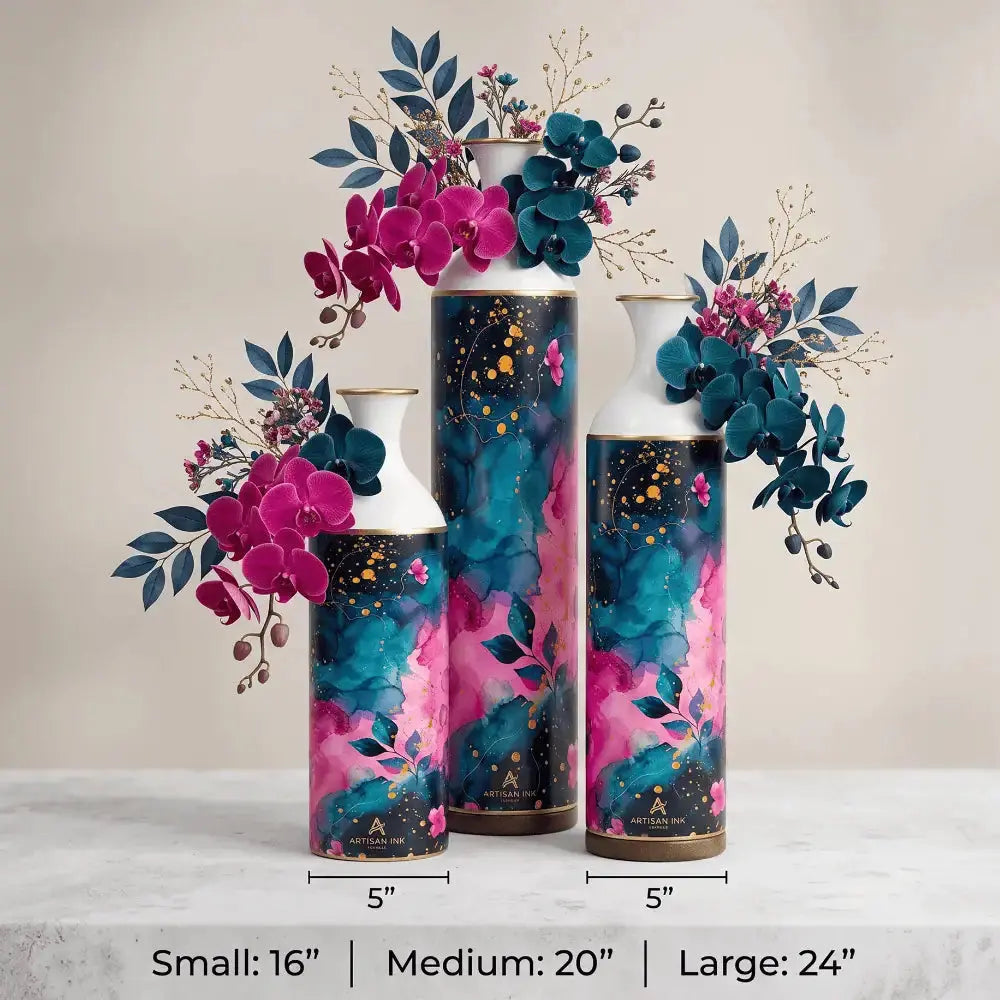 Abstract Floral Decorative Flower Vase Set of 3 for Home Decor Mall on Moon