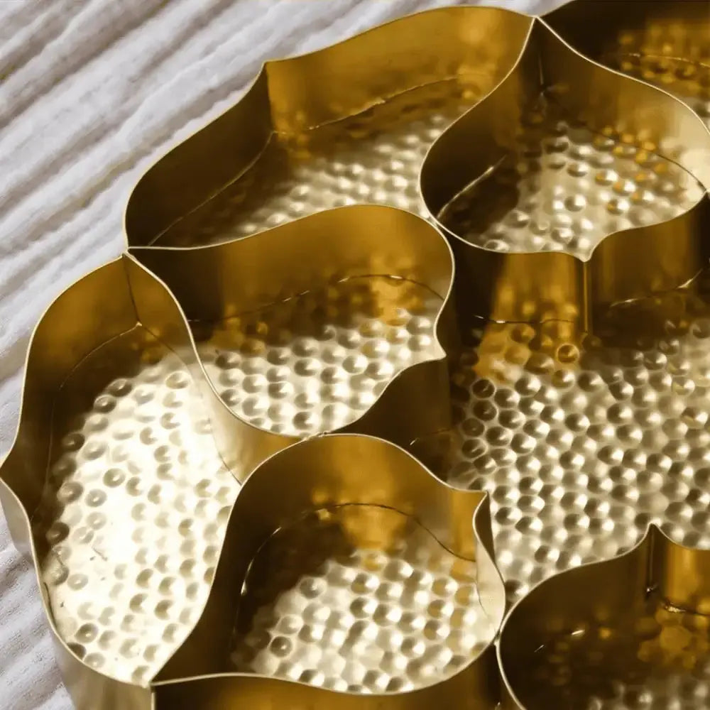 Golden Flower Shaped Decorative Urli Tray for Diwali & Festive Decor Mall on Moon