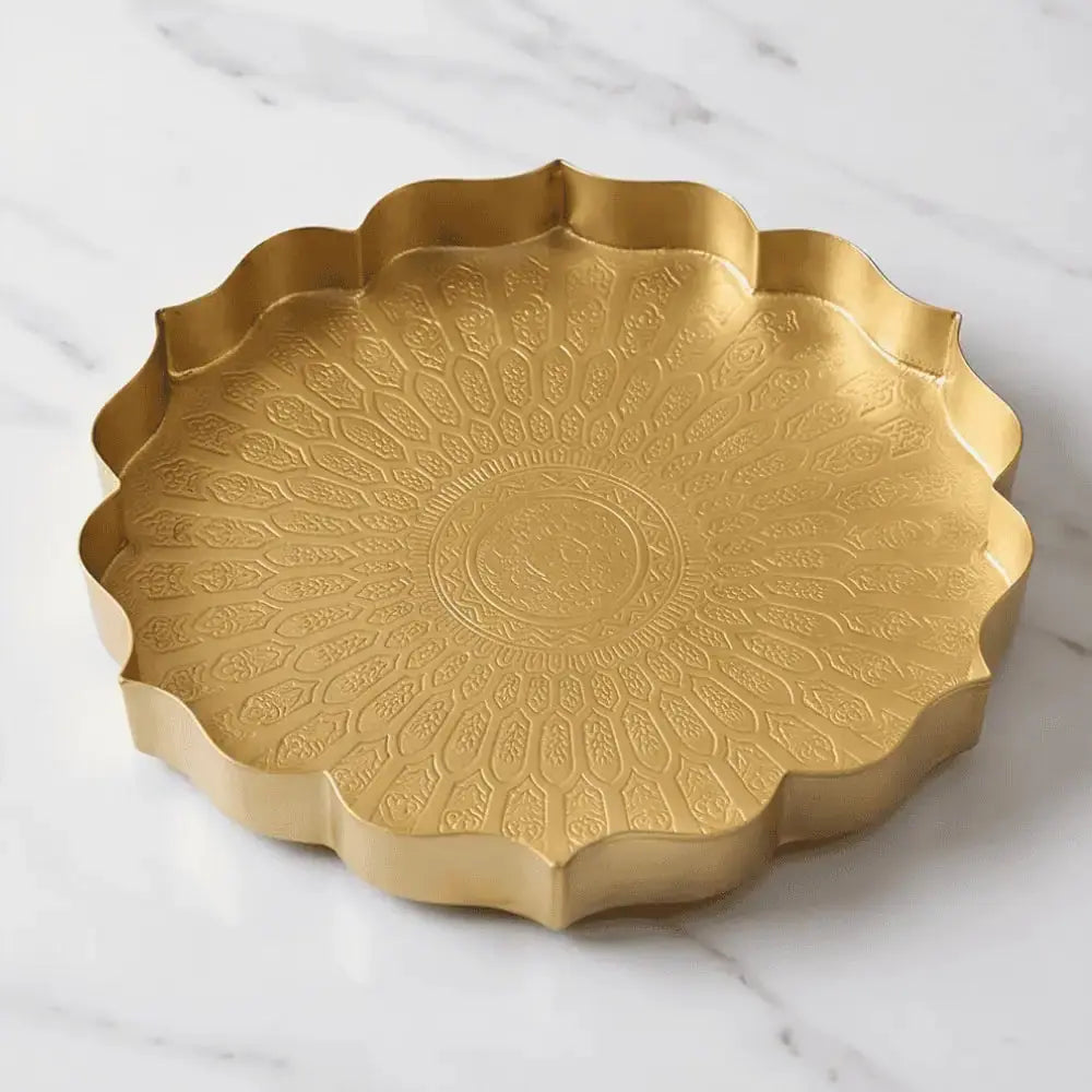 Golden Flower Shaped Urli Tray for Diwali & Festive Home Decor Mall on Moon