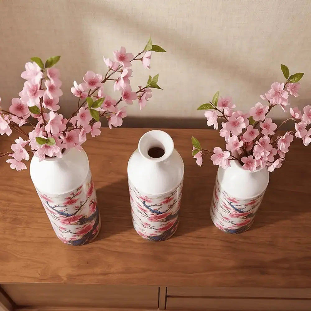 Cherry Blossom Decorative Flower Vase Set of 3 Mall on Moon