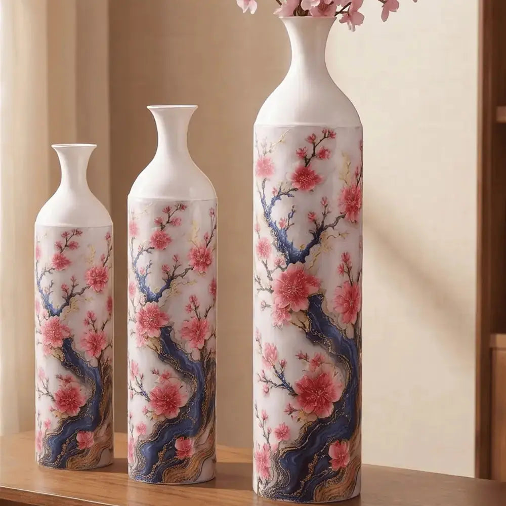 Cherry Blossom Decorative Flower Vase Set of 3 Mall on Moon