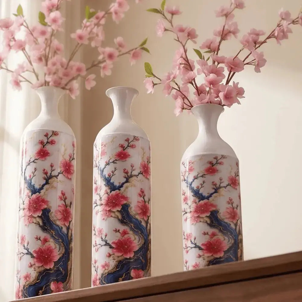Cherry Blossom Decorative Flower Vase Set of 3 Mall on Moon