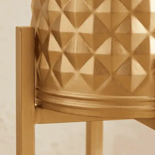 Geometric Metal Planter Set of 3 with 10 Inch Stands