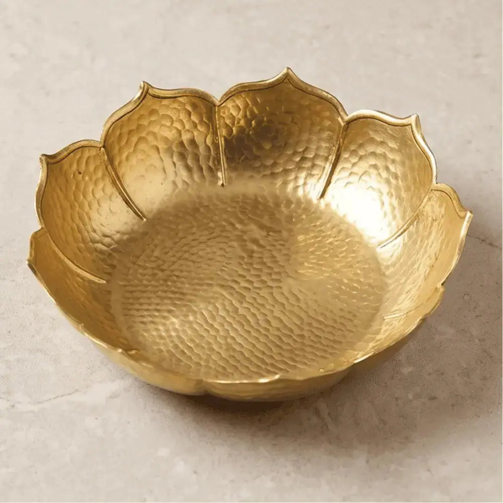 Golden Lotus Flower Urli Bowl for Diwali & Festive Decor Mall on Moon