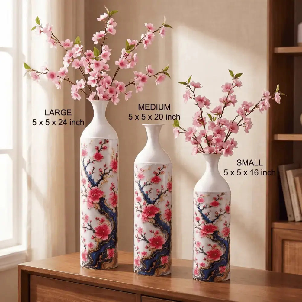 Cherry Blossom Decorative Flower Vase Set of 3 Mall on Moon