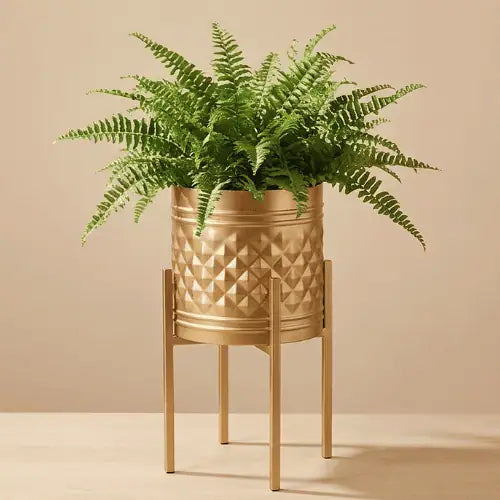 Geometric Metal Planter Set of 3 with 10 Inch Stands