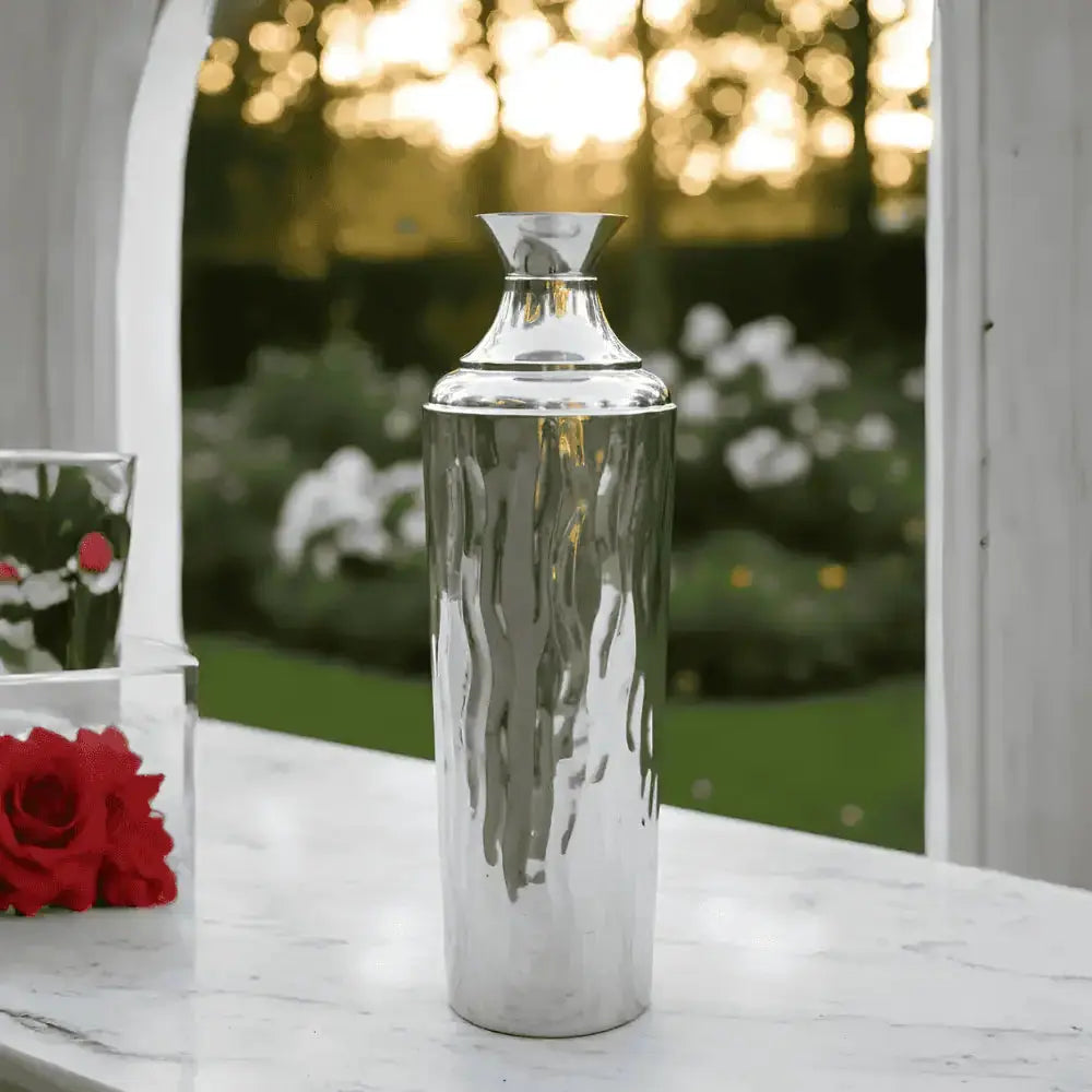 Silver Metallic Decorative Flower Vase Set of 3 Mall on Moon