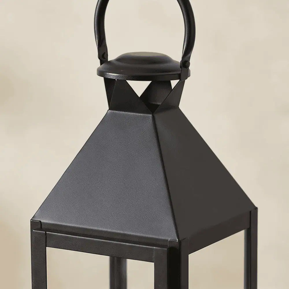 Noir Grande Black Glass Metal Lantern