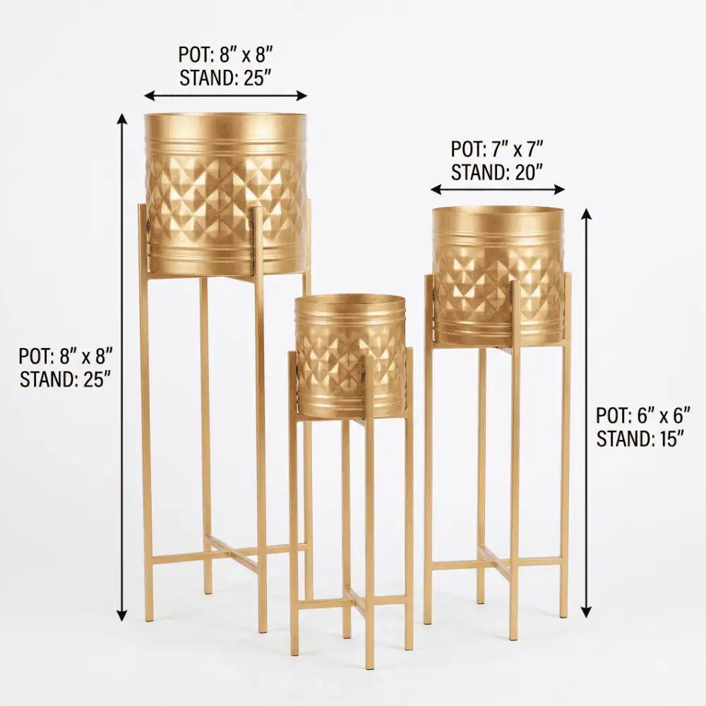 Aria Elevated Metal Planter Set of 3 with Tall Stands