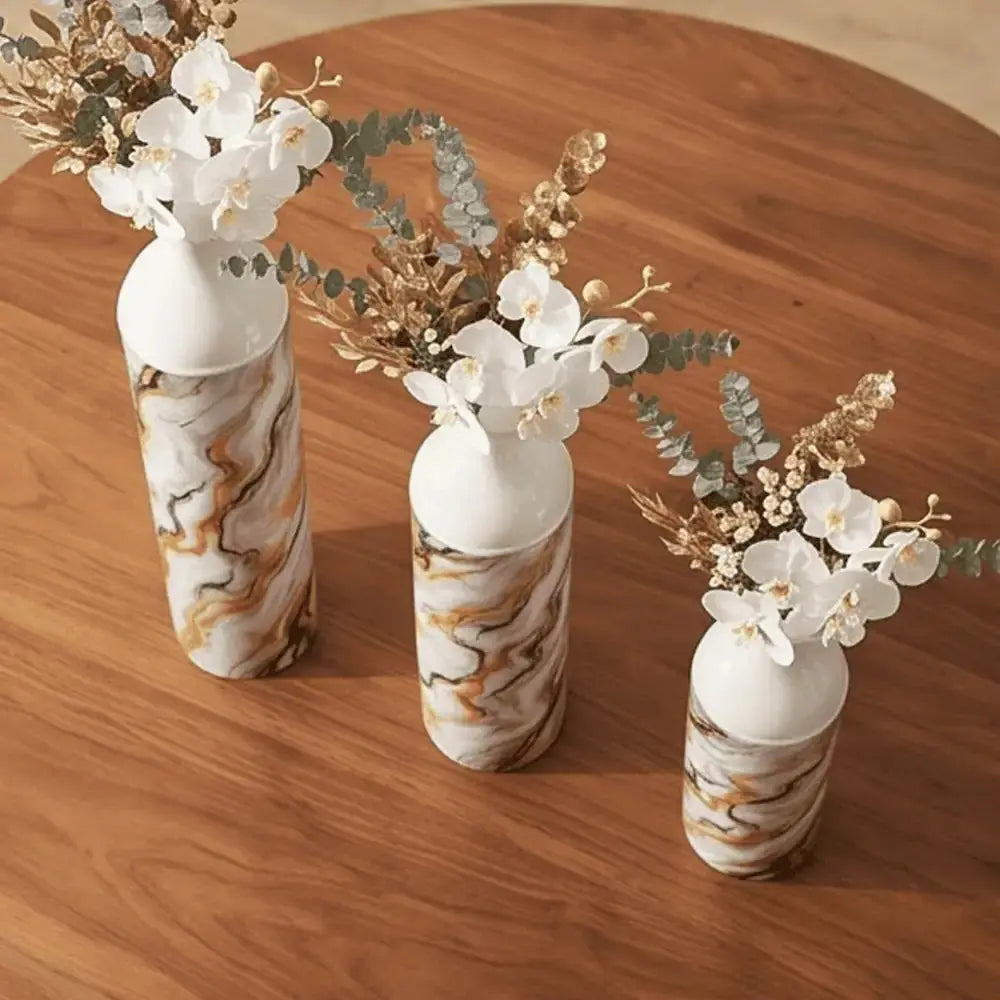 Marble Finish Decorative Flower Vase Set of 3 for Home Decor Mall on Moon