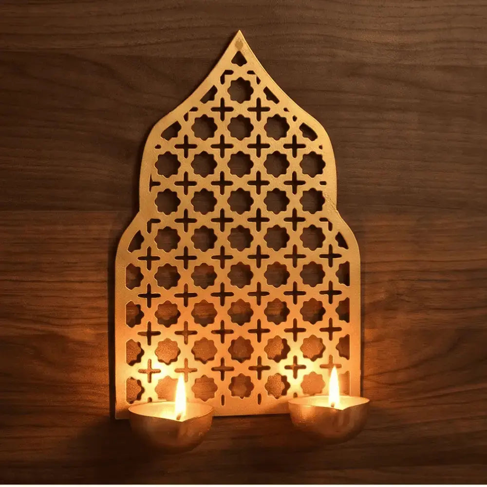 Golden Jharokha Design Metal Candle Holder Decorative Home Decor (Pack of 3) Mall on Moon