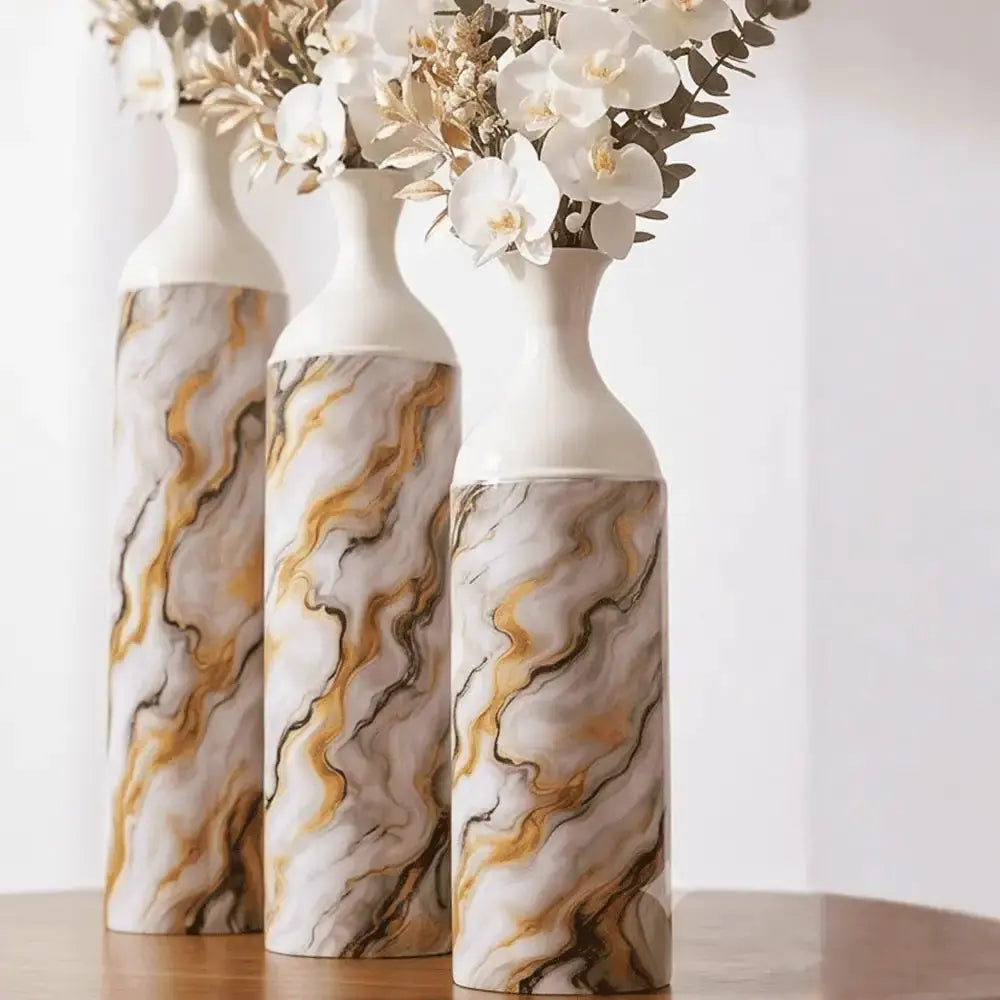 Marble Finish Decorative Flower Vase Set of 3 for Home Decor Mall on Moon