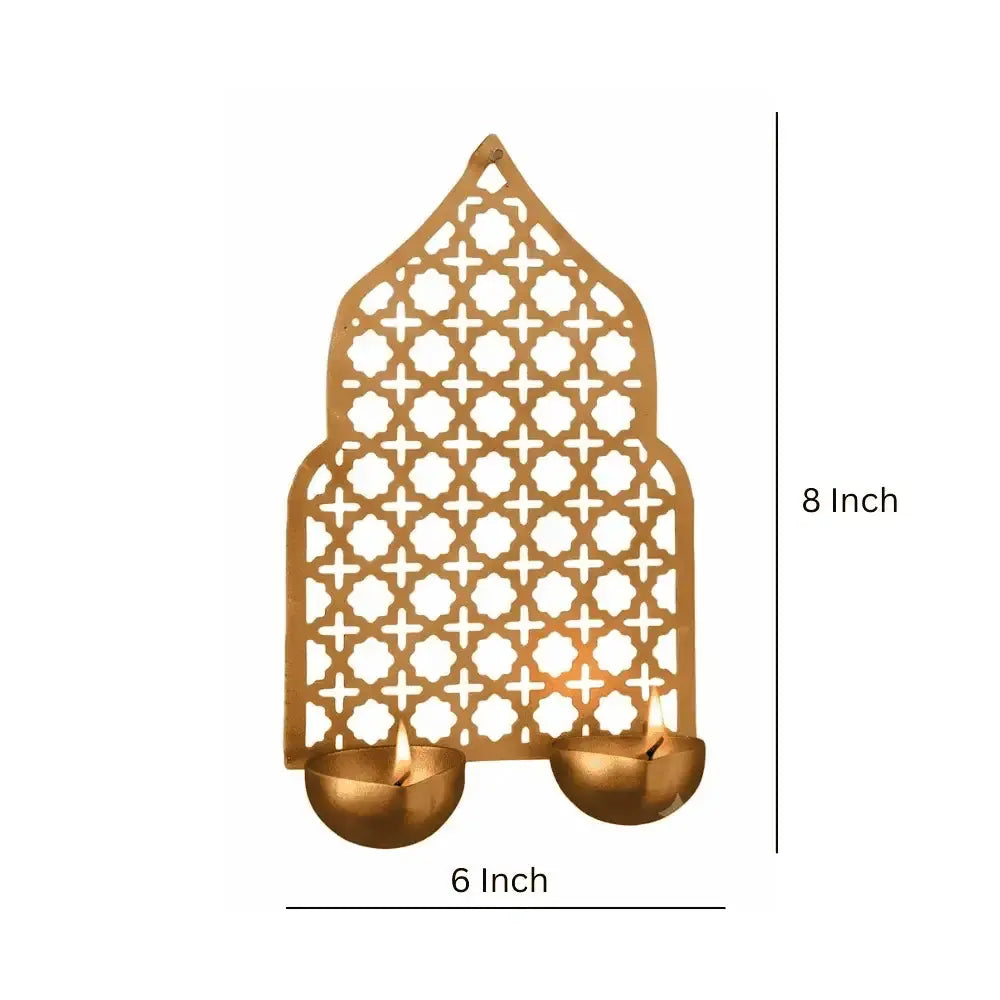 Golden Jharokha Design Metal Candle Holder Decorative Home Decor (Pack of 3) Mall on Moon