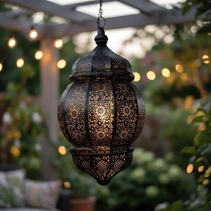 Moorish Moroccan Black Metal Hanging Pendant Ceiling Lamp Mall on Moon