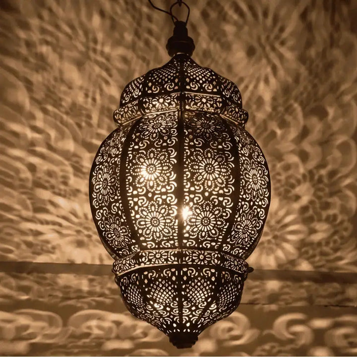 Moorish Moroccan Black Metal Hanging Pendant Ceiling Lamp Mall on Moon
