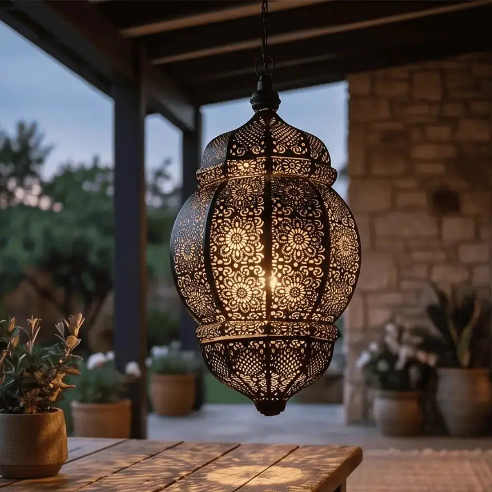 Moorish Moroccan Black Metal Hanging Pendant Ceiling Lamp Mall on Moon