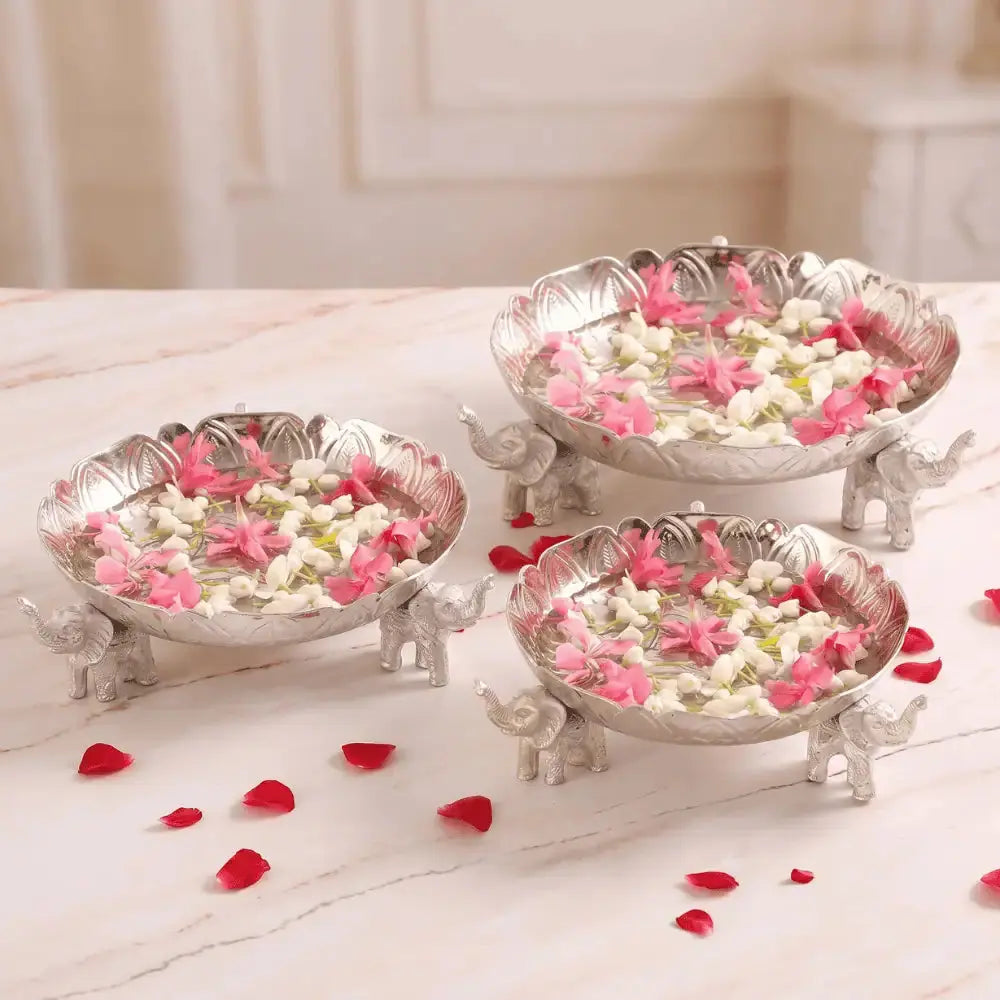 German Silver Decorative Serving Trays Set of 3 Mall on Moon