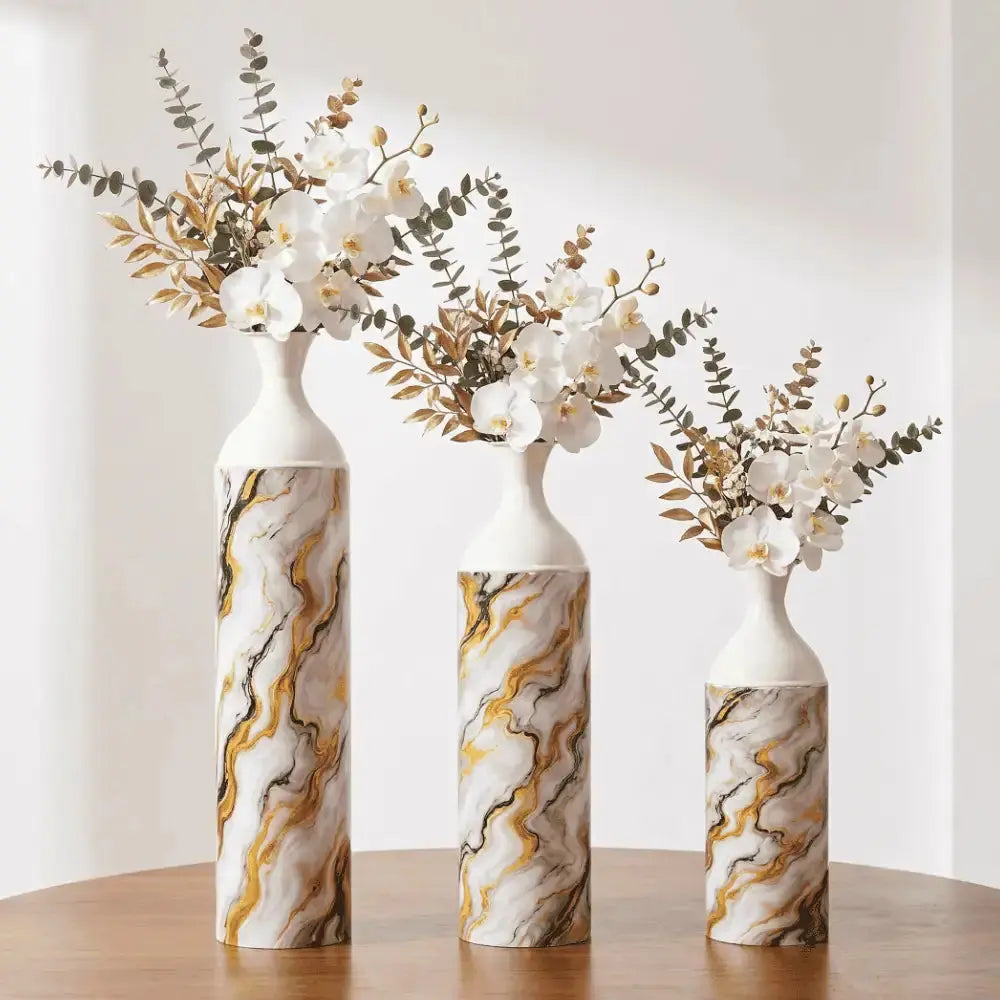 Marble Finish Decorative Flower Vase Set of 3 for Home Decor Mall on Moon