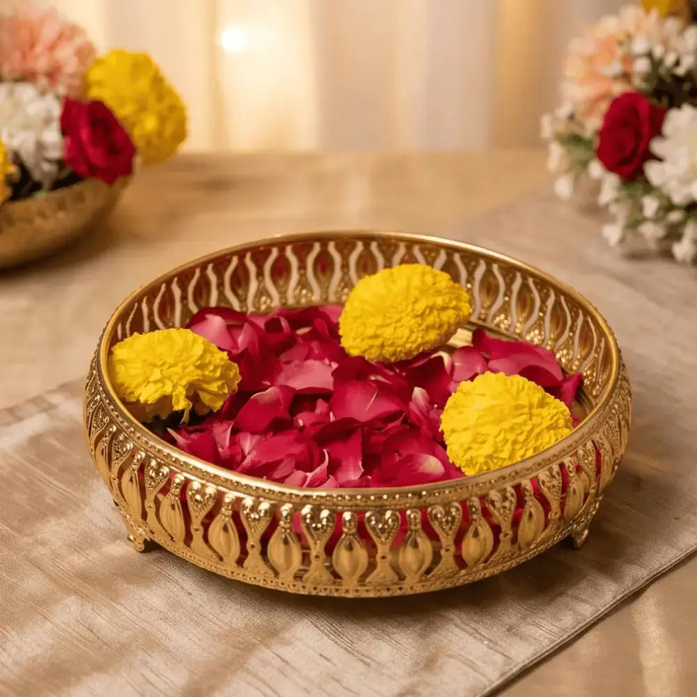 Gold Coated Decorative Iron Tray for Home & Table Decor Mall on Moon