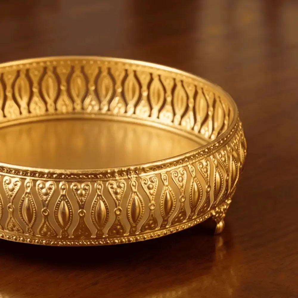 Gold Coated Decorative Iron Tray for Home & Table Decor Mall on Moon