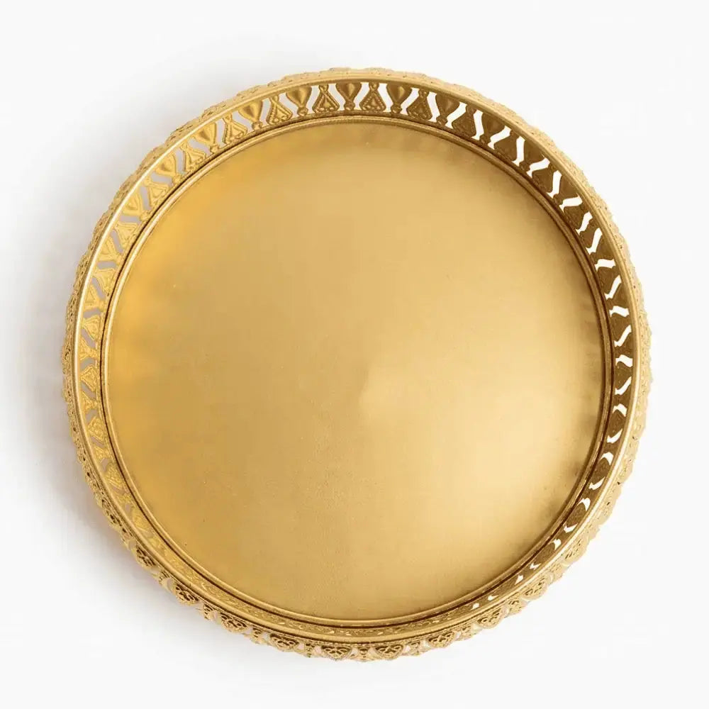 Gold Coated Decorative Iron Tray for Home & Table Decor Mall on Moon